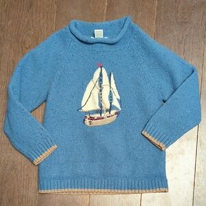 Janie and Jack Blue Sweater with Sailboat Design